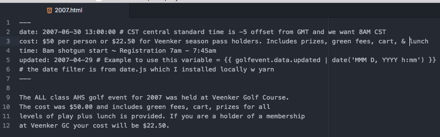 How to use files as DATA in Eleventy Collections 2007.html as a data file using eleventy collections